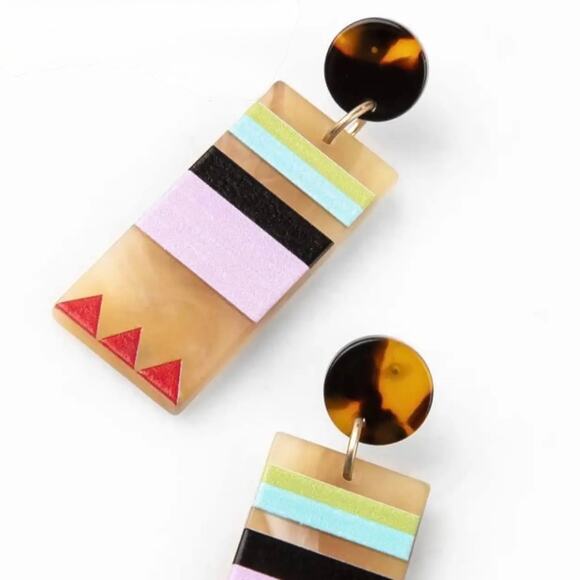 New Plunder “Kenadee” Rectangle Acrylic Earrings (2.25”) - Picture 2 of 5
